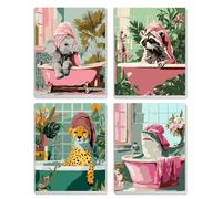 MXJSUA 4 Pack Elephant Shark Animals Framed Paint by Numbers Kit with Canvas for Adults Beginner, DIY Acrylic Oil Painting Kits with Brushes for Home Wall Decor Gift (20x25cm)