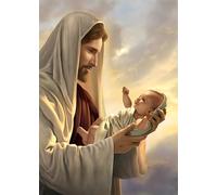 MXJSUA 5D Diamond Painting Kits for Adults, 5D Diamond Arts Kits Adults Round Drill Diamond Painting DIY 5D Diamond Painting Paint by Numbers Gem Painting 12X16 In Jesus Christ Religious