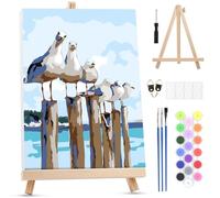 MXJSUA Animal Gull Framed Paint by Numbers for Adults Beginners, Easy Adults' Paint-by-Number Kits on Canvas with Easel, Acrylic Number Painting Crafts Gifts for Home Decor, 20x30cm