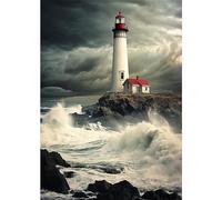 MXJSUA DIY Diamond Art Painting Kit for Adults - Lighthouse Gem Paint With Round Beads, Full Drill for Home Wall Decor 30x40cm