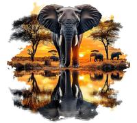 MXJSUA DIY Diamond Painting Kits for Adults, African Elephant Diamond Gem Art Painting for Beginners, Diamond Picture with Full Round Drill Dots Craft Set Gift, 30x30cm