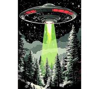MXJSUA DIY Diamond Painting Kits for Adults, Alien Spaceship Diamond Gem Art Painting for Beginners, Diamond Picture with Full Round Drill Dots Craft Set Gift, 30x40cm