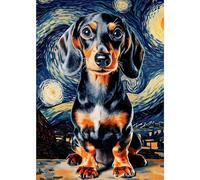 MXJSUA DIY Diamond Painting Kits for Adults, Dachshund Dog Diamond Gem Art Painting for Beginners, Diamond Picture with Full Round Drill Dots Craft Set Gift, 30x40cm