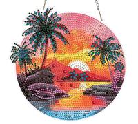 MXJSUA DIY Sunrise Scenery Diamond Art Hanging Kits for Adults Beginners, Acrylic Special Shaped Crystal Diamond Gem Art Pendant Drills Painting Ornament for Home Wall Decor and Gift