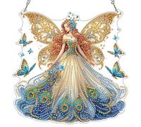 MXJSUA Peacock Fairy Special Shaped Hanging Diamond Painting Art Kits for Adults, Crystal Rhinestone Acrylic Gem Art Pendant Ornaments Kit for Home Decor and Gift 20x20cm