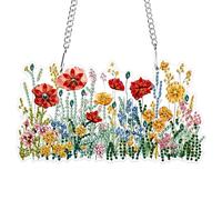 MXJSUA Special Shaped Hanging Diamond Painting Art Kits for Adults, Bloom Wildflowers 3D DIY Crystal Rhinestone Acrylic Gem Art Pendant Ornaments Kit for Home Decoration and Gift