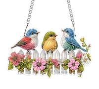 MXJSUA Special Shaped Hanging Diamond Painting Art Kits for Adults, Three Cute Birds 3D DIY Crystal Rhinestone Acrylic Gem Art Pendant Ornaments Kit for Home Decoration and Gift