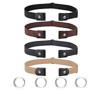 MXKOCO 4-Pack Elastic No Buckle Belts for Women & Men - Unisex, Quick Release, Comfortable & Not Tight