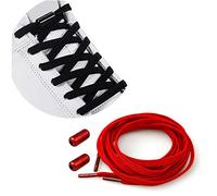 MXKOCO No Tie Elastic Shoelaces with Metal Buckles - Universal Shoelace-Elastic Running Shoe Laces - Red - 3 Pack - Polyester - Shoelace