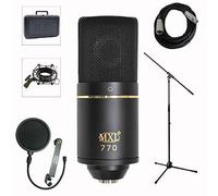 MXL 770 Professional Studio Condenser Mic + Mic Stand + Pop Filter + XLR Cable Bundle