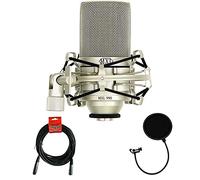 MXL 990 Large-Diaphragm Cardioid Condenser Microphone (Champagne) Bundle with Pop Filter and XLR Cable
