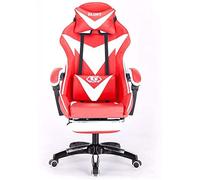 MXLDZHLW Chairs,Leather Gamiswivel Chair,Zero Chair,High Back Computer Chair,Adjustable Recliner Office Chair with Headrest and Lumbar/White and Red