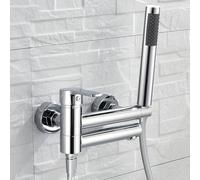 MXLDZHLW Faucets,Bath Mixer Taps with Shower Black Wall Mounted Tap Brass 90 Swivel Spout Bathroom Hot Cold Water Tap Mixer Shower Single Handle Faucet-B/Chrome