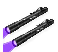 MXLEGNT UV Pen Flashlight 2 Pieces Ultraviolet Zoomable Flashlight - Black Light 395nm Urine Spot Detector for Pets Powered by AAA Battery (Black Light)