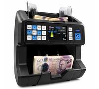 Mxman Mixed Denomination Money Counter Machine for UK Notes - Bill Counter with UV MG IR MT Fake Note Detection, Value Count & Quantity Count, 1200 Notes/Min, Professional Cash Counting Machine