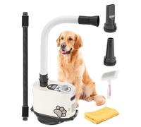 Mxmoonant 3000W Standing Dog Blower with Support-Tube, Free your Hands & Reassure your dog, Stepless speed control, hot and cold adjustable, with Dog Grooming Bruch & Pet Towel