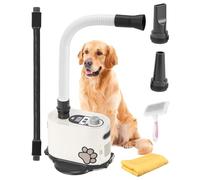 Mxmoonant 3000W Standing Dog Dryer, Adjustable Hard Support-Tube Free your Hands, Stepless Speed Temp, Hot and Cold Adjustable, with Dog Grooming Bruch & Pet Towel