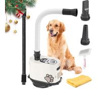 Mxmoonant Dog Dryer 3000W with Rigid Hose and Flexible Hose, Hands Free, LCD Screen Display, Wind&Temperature Adjustable, plus Slicker Brush & Moisturised Pet Towel