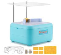 Mxmoonant UK Plug Stained Glass Grinder, Suitable for Stained Glass DIY, Mosaics, Ceramics and Crafts, with 2 Diamond Grinder Bits & Baffle (Light Blue)