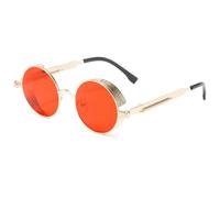 MXMZSRTH Punk Goggles Steampunk Metal Sunglasses Vintage Metal Frame Sunglasses Round Thick Rim Spring Leg Sunglasses(1)