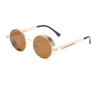 MXMZSRTH Punk Goggles Steampunk Metal Sunglasses Vintage Metal Frame Sunglasses Round Thick Rim Spring Leg Sunglasses(3)