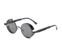 MXMZSRTH Punk Goggles Steampunk Metal Sunglasses Vintage Metal Frame Sunglasses Round Thick Rim Spring Leg Sunglasses(4)