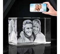 mxn 3d Crystal Photo Personalized,2D/3D Laser Engraved Crystal Photo Frame Personazlied Picture and Text on Glass Cube Valentines Mom's Day Gifts for Her Women,Wife,Mom (6 * 8 * 12cm,2D)