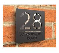 MXN Modern House Numbers Plaque, Acrylic, Black Silver, 20*20cm, 25*25cm, Wall Mount, Outdoor Residential