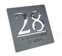 MXN Personalized Custom Acrylic Modern House Numbers Sign Door Address Street 3D Letter Number Plaques Outdoor Name Home Decor Plate 20 * 20cm (Grey Silver)