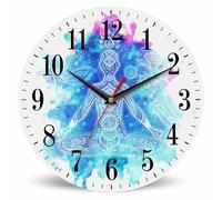 Mxocom Yoga Wall Clock Mandala Energy Buddha Meditation Paisley Petal 10 Inch Silent Non Ticking Battery Operated Clock Vintage Round Clock for Living Room Bedroom Bathroom Office Decor
