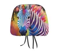 MXPELGHMAD 1 PCS Car Headrest Cover Personalize Stretch Breathable Seat Headrest Protector Cute Colorful Zebra Headrest Cover Universal Car Head Rest Covers for SUV Vans Trucks Car Accessories