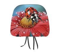 MXPELGHMAD 2 PCS Car Headrest Cover Personalize Stretch Breathable Seat Headrest Protector Ladybug Flower Headrest Cover Universal Car Head Rest Covers for SUV Vans Trucks Car Accessories