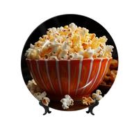 MXPELGHMAD Bone China Decorative Plates 8in Ceramic Dinner Plates with Display Stand Popcorn Plate Ceramic Ornaments Art Crafts Round Display Porcelain Plate for Home Office Wall Decor