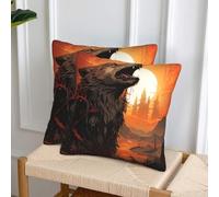 MXPELGHMAD Decorative Throw Pillow Covers 16"x16" Modern Pillowcase Howling Wolf and Moon Pillow Covers Farmhouse Cushion Case for Chair Sofa Decorative Pillows Cover for Bedroom Home Decor