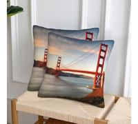 MXPELGHMAD Decorative Throw Pillow Covers 16"x16" Modern Pillowcase Mackinac Suspension Bridge Pillow Covers Farmhouse Cushion Case for Chair Sofa Decorative Pillows Cover for Living Room Home Decor
