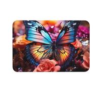 MXPELGHMAD Door Mat Absorbent Non-Slip Bath Mat for Bathroom Rug Roses and butterflies Doormat Front Door Mat Bath Rug Outdoor Indoor Area Rugs Entrance Doormat for Entryway Bedroom Floor Bathtub