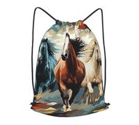 MXPELGHMAD Drawstring Backpack Draw String Back Bag A pattern with horses as a background Drawstring Bags Cinch Sack Gym Bags