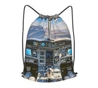 MXPELGHMAD Drawstring Backpack Draw String Back Bag Airplane Cockpit Drawstring Bags Cinch Sack Gym Bags
