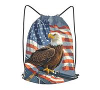 MXPELGHMAD Drawstring Backpack Draw String Back Bag America Flag and Eagle Drawstring Bags Cinch Sack Gym Bags