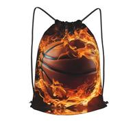 MXPELGHMAD Drawstring Backpack Draw String Back Bag Basketball on fire Drawstring Bags Cinch Sack Gym Bags