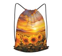 MXPELGHMAD Drawstring Backpack Draw String Back Bag Beautiful Sunflower Field Sunset Drawstring Bags Cinch Sack Gym Bags