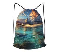 MXPELGHMAD Drawstring Backpack Draw String Back Bag Beautiful view of the sea Drawstring Bags Cinch Sack Gym Bags