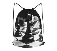 MXPELGHMAD Drawstring Backpack Draw String Back Bag black and white chess Drawstring Bags Cinch Sack Gym Bags