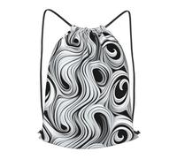 MXPELGHMAD Drawstring Backpack Draw String Back Bag Black and white swirl Drawstring Bags Cinch Sack Gym Bags