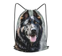 MXPELGHMAD Drawstring Backpack Draw String Back Bag Black german shepherd dog Drawstring Bags Cinch Sack Gym Bags