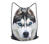 MXPELGHMAD Drawstring Backpack Draw String Back Bag Blue eyed husky Drawstring Bags Cinch Sack Gym Bags