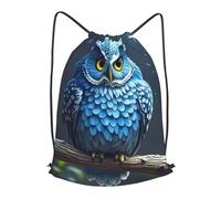 MXPELGHMAD Drawstring Backpack Draw String Back Bag blue owl Drawstring Bags Cinch Sack Gym Bags
