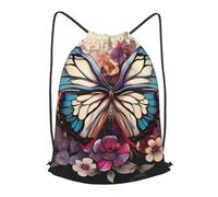 MXPELGHMAD Drawstring Backpack Draw String Back Bag Butterfly Floral Drawstring Bags Cinch Sack Gym Bags