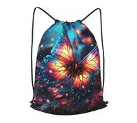 MXPELGHMAD Drawstring Backpack Draw String Back Bag Butterfly in the Milky Way Drawstring Bags Cinch Sack Gym Bags