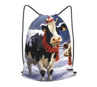 MXPELGHMAD Drawstring Backpack Draw String Back Bag christmas snow Cow Drawstring Bags Cinch Sack Gym Bags